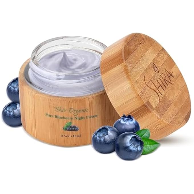 SHIRA SHIR ORGANIC BLUEBERRY NIGHT CREAM FOR NOURISHED, WRINKLE-FREE, RADIANT SKIN. MOISTURIZER FACE CREAM WITH ANTI-AGING FORMULA KEEPS SKIN HYDRATED, FACIAL SKIN CARE PRODUCT (15ML) - Image 1